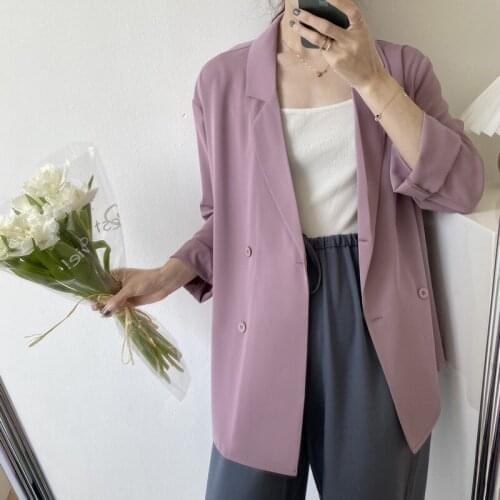 2020 Fashion Spring Pure Color Turn Down Collar Casual Blazer Coat Casaco Feminino Tops For Women