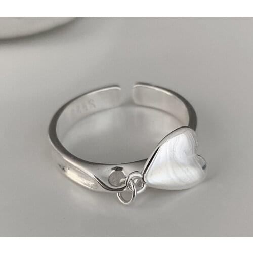 925 Sterling Silver Retro Irregular Heart Rings Antique Finger Adjustable Ring For Women Elegant Korean Jewelry Gifts