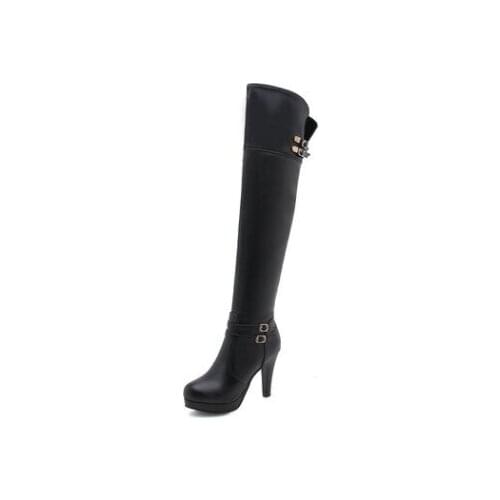 Winter womens thigh-high boots in plain color above the knee