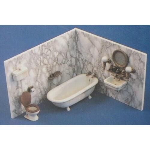 1/35 Bathroom Furniture Bathtub Toilet Fixtures (WALLS NO INCLUDE) Resin Accessory Kits,VERLINDEN #946 Unassembled Uncolored