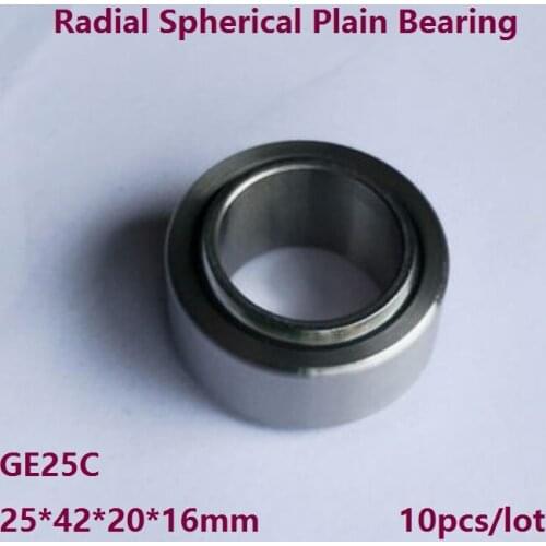 10pcs/lot GE25C GE25UK 25mm 25×42×20×16mm Radial Shaft Spherical Plain Bearing with Self-Lubrication 25*42*20*16mm