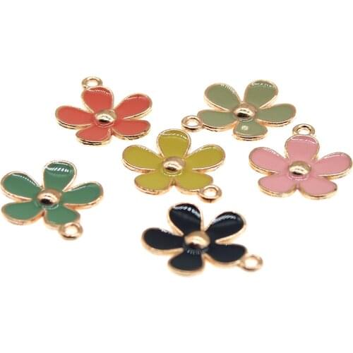 10pcs /lot Zinc Alloy Golden 3D Mini Enamel Daisy Flowers Charms For DIY Fashion Jewelry Earrings Making Accessories