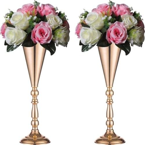 2PCS 14''/16.5'' Floor Vase Metal Flower Vase Table Centerpiece For Mariage Metal Flowers Vases For Wedding Decoration LHP001