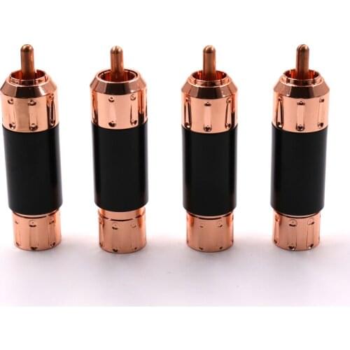 4PCS High Quality Red Copper Plated RCA Audio Plug HIFI Interconnect Cable Male Plug