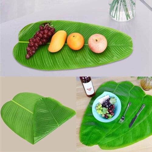 5PCS Artificial Banana Leaves Faux Tropical Leaves for Hawaiian Luau Party Decor Table Runner Centerpiece Place Mat