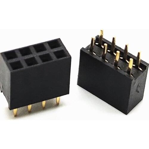 50pcs 2x4 Pin 2.54mm Double Row Female Pin Header 8P PCB Socket Connector