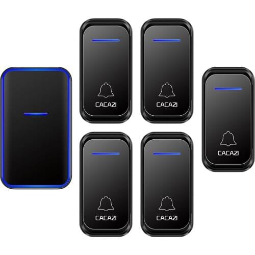CACAZI Wireless Doorbell Waterproof 300M Remote 5 Button 1 Receiver US EU UK AU Plug Intelligent Wireless House Call Battery 220