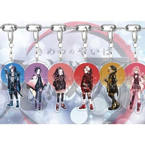 Anime Demon Slayer Keychain Cartoon Comic Figure Kamado Tanjirou Agatsuma Zenitsu Acrylic Man Keyring For Women Trinket Charm