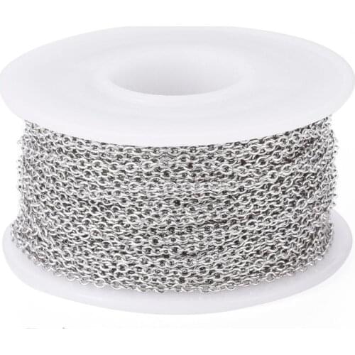 10m/roll 304 Stainless Steel Cable Chains Soldered Link Chain For DIY Handmade Necklace Bracelet Jewelry Making 2x1.5x0.4mm