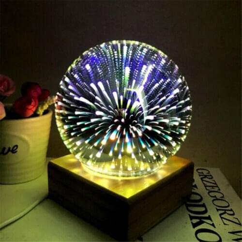 Colorful Glass Ball Night Light Starry Sky Firework Lights 3D Projection Lamp Baby Kids Room USB Light Bedroom Decor Christmas