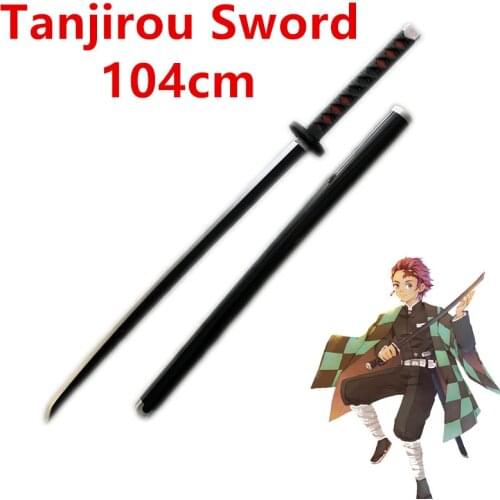 Demon Slayer Sword Lover 1:1 Weapon Cosplay Kimetsu no Yaiba Kamado Tanjirou Black Sowrd Ninja Knife Prop Model Toy 104cm
