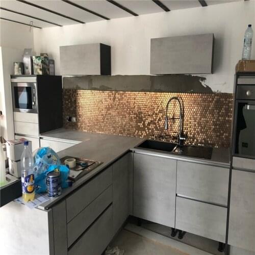 Dia 23 mmBrushed Rose Gold Hexagon Stainless steel metal mosaic tiles, kitchen bathroom shower Showroom DIY honeycomb Wall Floor