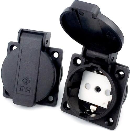 16A 250V electrical AC power socket European universal industry with waterproof cover German standard wiring socket