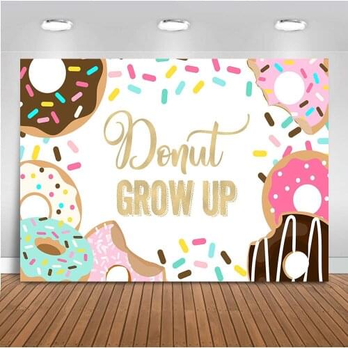 Neoback Donut Grow Up Backdrop for Photography Cake Dessert Photo Background Studio Newborn Baby Shower Party Decoration Props