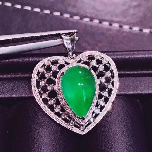 H718 Fine Jewelry AU750 G18K Natural Emerald Pendant Emearld 6.1ct Gold Diamonds Pendant Gemstone Necklaces for Women