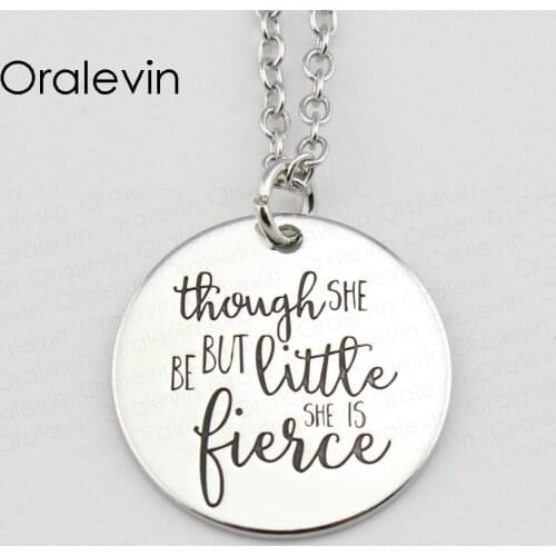 THOUGH SHE BE BUT LITTLE SHE IS LIERCE Pendant Charms Necklace Gift Jewelry 10Pcs/Lot #LN417