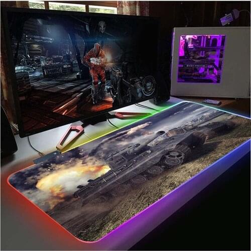 Mairuige World of Tanks Gaming Mouse Pad RGB Computer Large Mouse Pad Large Mouse Pad XXL Gamer LED Backlit Mousepad PC Desk Mat