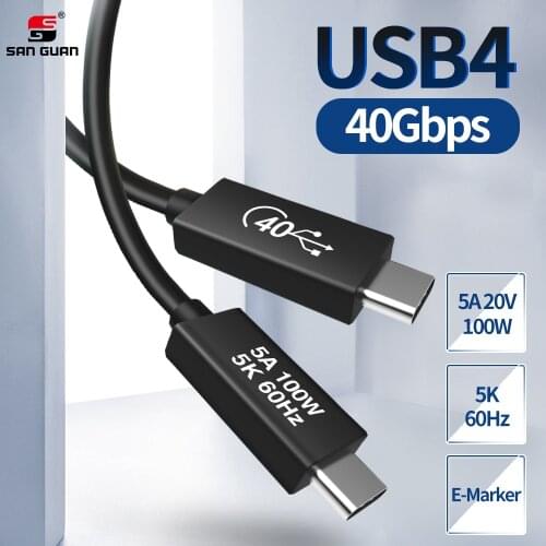 USB4 Cable PD 100W Fast Charging Cable 40Gbps USB C to Type C Data Cable 5K 4K Video Output Compatible with Thunderbolt 3 Kabel