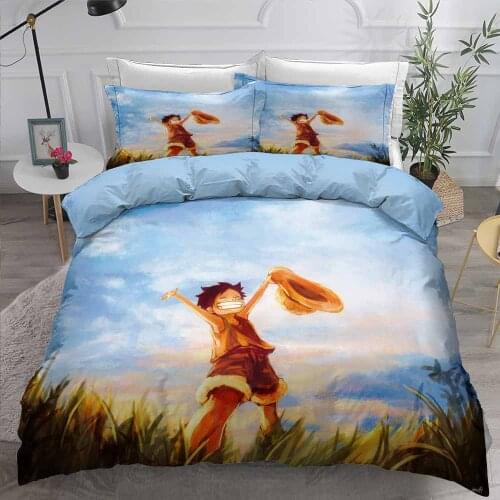 Classic ONE PIECE Pattern 3d Bedding Set Anime Monkey D. Luffy Character Duvet Cover Pillowcase Europe/Australia/USA King Size