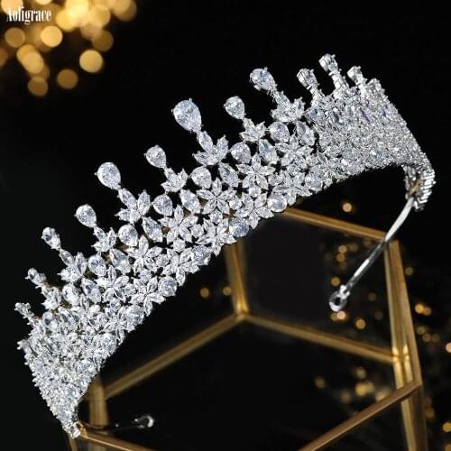 Cubic Zircon CZ Zircon Wedding Bridal Tiaras and Crowns for Bride Jewelry Birthday Party Quinceanera Hair Accessories for Women