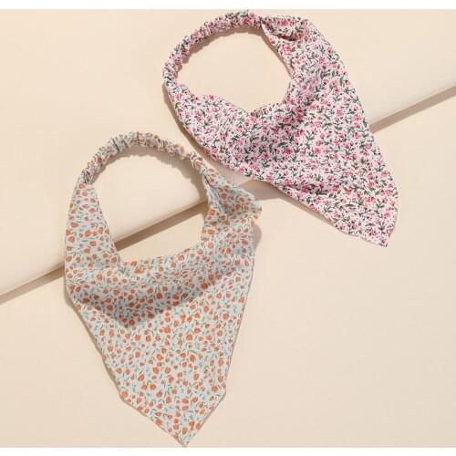Summer Thin Hair Scarf Floral Print Headband Elastic Hairband Hair Ribbon Cute Triangle Turban Women Sweet Hair Accessories