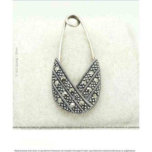 Marcasite Sterling Silver Collar Needle Brooch