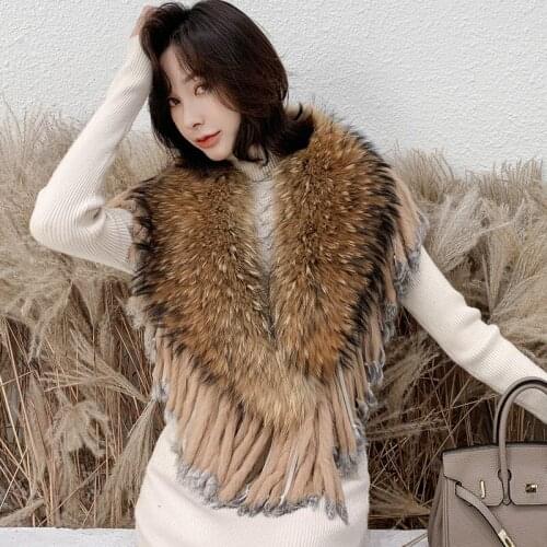 Fur raccoon fur collar fur cape thickening thermal scarf muffler scarf tassel fur collar sub Wedding Shawl