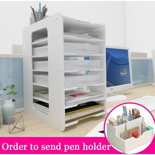 7 lays File Rack Multi-layer Storage Office Supplies Data Sorting Rack Shelf Desk Bookshelf Stationery Storage Desk Organizer
