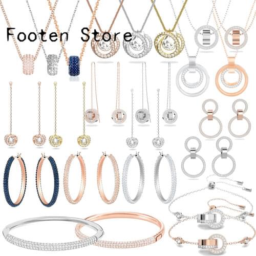 SWA Fashion Jewelry Charming Classic Exquisite Geometry Earrings Unique Temperament Earrings Necklace Bracelet Jewelry For Women