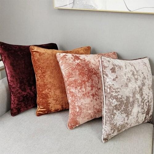 European Style Soft Solid Color Ice Flower Velvet Cushion Cover Decorative Throw Pillow Cover Solid Color Plush Bedding Home Dec