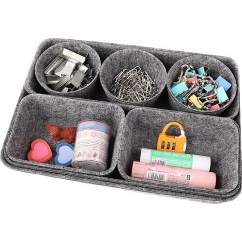 8Pcs Set Multi-purpose Felt Storage Box Drawer Storage Box Office Trays Storage Bins For Small Accessories Drawer Storage