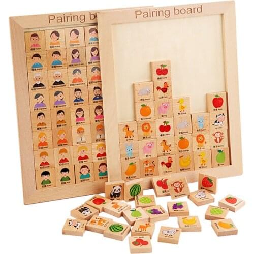 Montessori Board Games Children Toys Fruit Animal Cognition Learning Wooden Puzzles Matching Game Educational Toys For Children