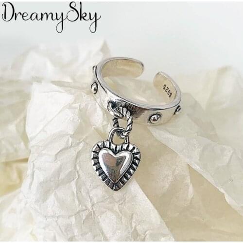 Boho New Charming Love Heart Ring For Women Men Vintage Knuckle Party Finger Rings Punk Jewelry Girls Gift 2021