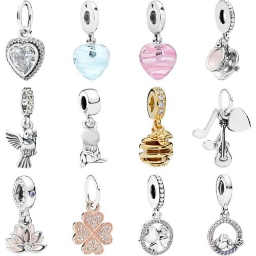 PDD DZ 46 925 Sterling Silver Spring New Charm Pendant with DIY Bracelet Necklace Jewelry Gift Carving Suitable for Women
