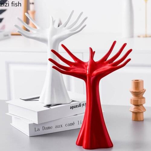 Hand Model Resin Statue Storage Ornaments Trays Desktop Organizer Key Hooked Up Sculpture Crafts Statuette Home Decor Modern