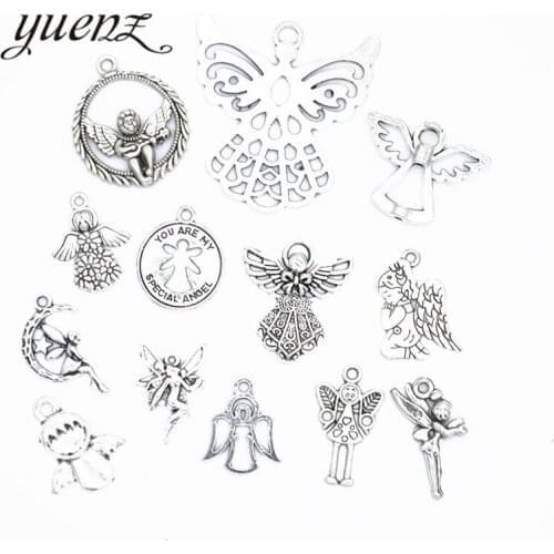 YuenZ 13pcs Mix charms Antique silver color Metal angel elf charm fit necklace Bracelets jewelry making U018