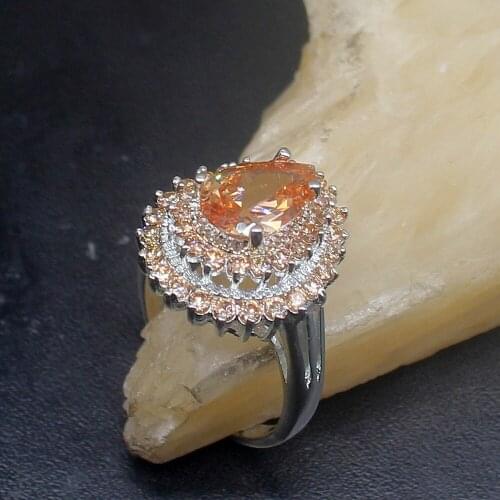 Gemstonefactory Jewelry Big Promotion Single Unique 925 Silver Adorable Brown Morganite Women Men Gifts Band Rings 9# 20212946