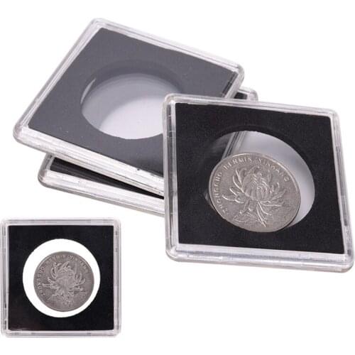 1PC Hign-Quality Box Coin Transparent Gaine New Coin Square Storage Box Display Plastic Holder Capsules Container Coin