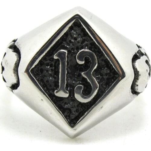1pc Factory Price Skull Number Black13 Ring 316L Stainless Steel Cool Fashion Skull Ring