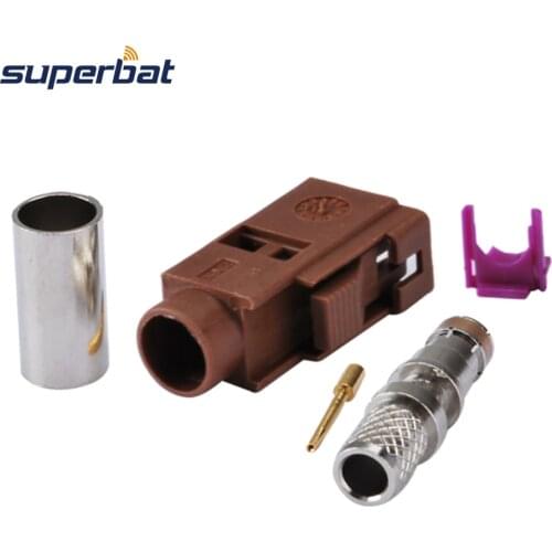 Superbat 10pcs Fakra Crimp Jack Brown TV2 RF Connector for RF Coaxial Cable LMR195,RG58