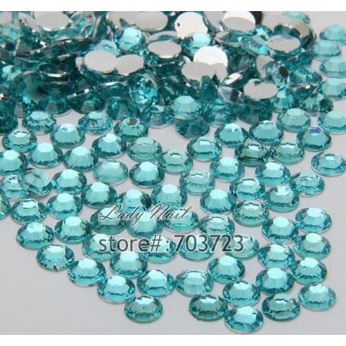 1000pcs 3D Nail Art Tips SS6 2mm Resin Flat back Rhinestone Beads not hotfix for DIY Nails Art Phone Case Water Blue N08