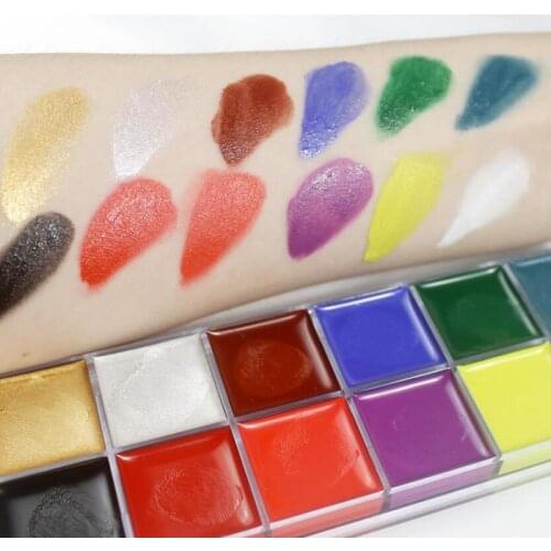 12 Colors Non Toxic Face Body Art Painting Body Safe Water Paint Oil Tattoo Makeup Cosmetic Bodypainting Halloween Party Kids