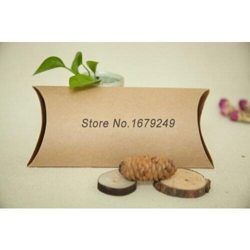 17*10*4cm Kraft Pillow Shaped Cardboard Box Party Favor Gifts Wrapping DIY Craft Packing Box Rustic Style Packing Supplies