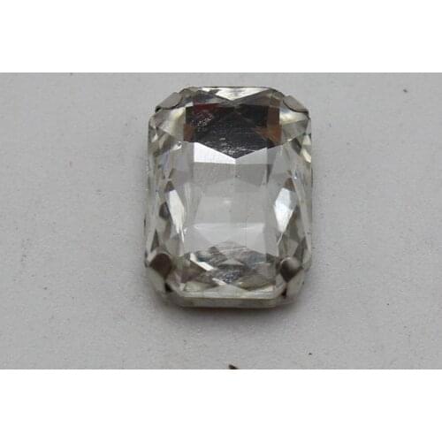 20 Silver Colour Crystal Glass Rectangle Rose Montees 13X18mm Sew on Rhinestones Beads