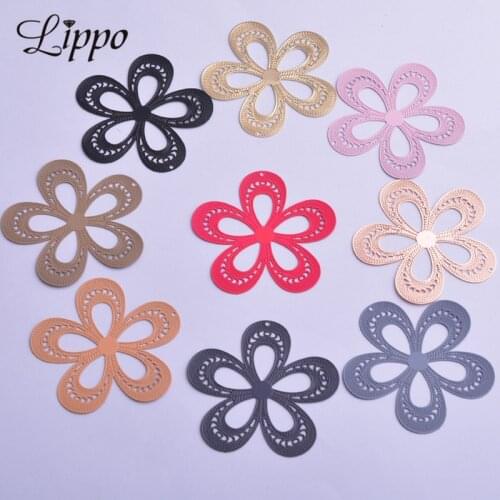 30pcs AA2173 41mm Large Flower Charms Diy Earring Pendant Brass Light Gold Color Jewelry Pendant