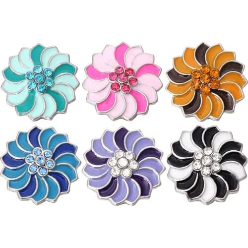 5pcs/lot New Snaps Jewelry High Quality Colorful Flower 18mm Metal Snap Buttons DIY Charms Snap Button Jewelry