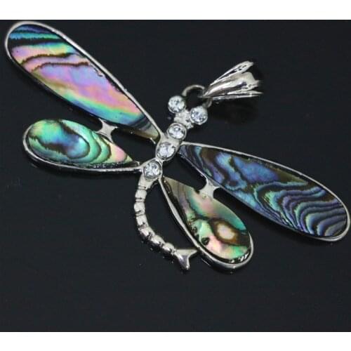 Charms natural abalone shell Dragonfly 21x55mm pendant approx animal fashion design jewelry B1113