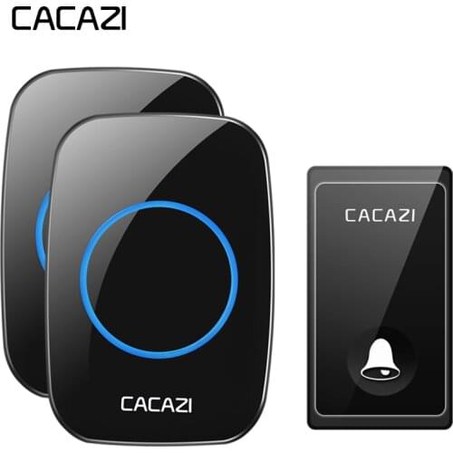 CACAZI No Battery Required Wireless Doorbell Self-powered 58 Chimes US EU UK Plug Smart Home door bell 1 2 Button 1 2 Receiver