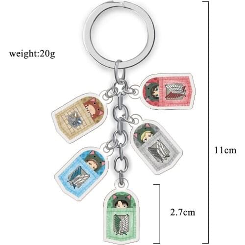 Attack on Titan Cartoon Keychain Acrylic Pendant Key Chain Anime Accessories Fashion Key Ring