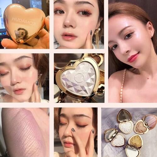 HUDAMOJI Heart-shaped Diamonds Bronzers & Highlighters Necessary For Fashionable Ladies Pearl Repair Capacity Powder TSLM1
